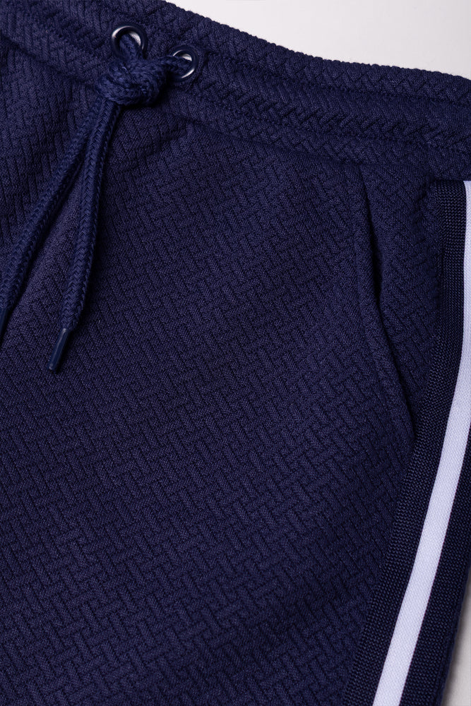 Stripe Trim Golfer And Shorts Set Navy (2)