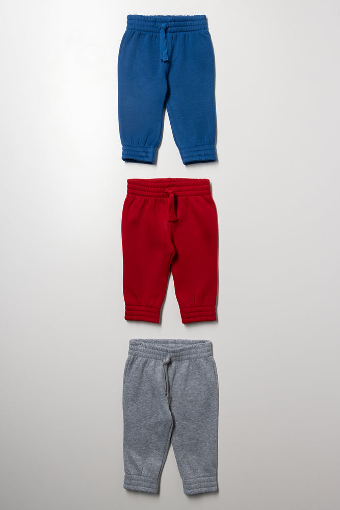 3 Pack Trackpants Blue, Red And Grey