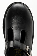 Girls Rugged Leather School Shoes Black (4)