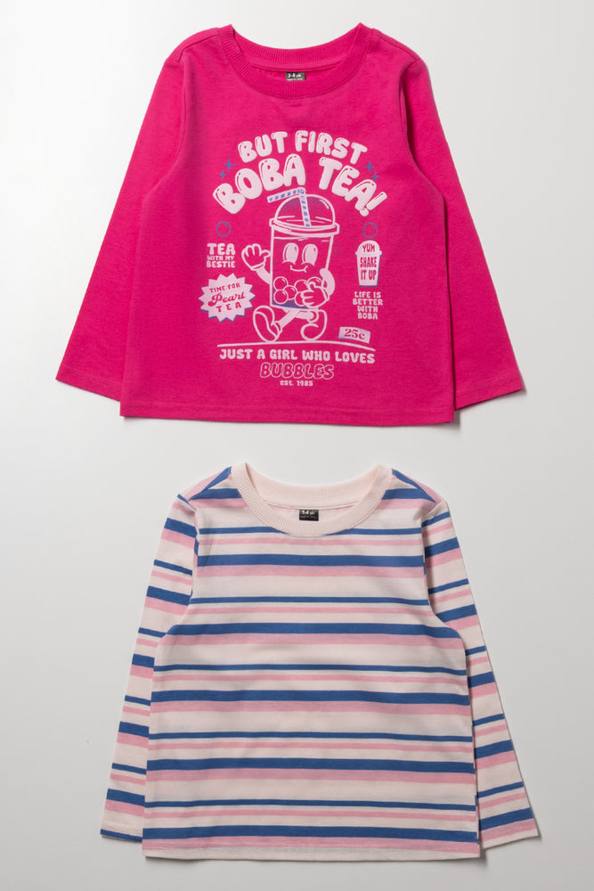 2 Pack Long Sleeve T-Shirts Pink