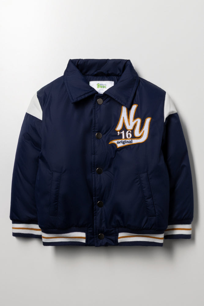 Collared Bomber Jacket Navy