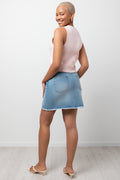 Ripped Mini Denim Skirt Blue (2)