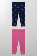 2 Pack Cable Knit Leggings Navy And Pink