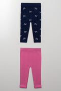 2 Pack Cable Knit Leggings Navy And Pink (2)