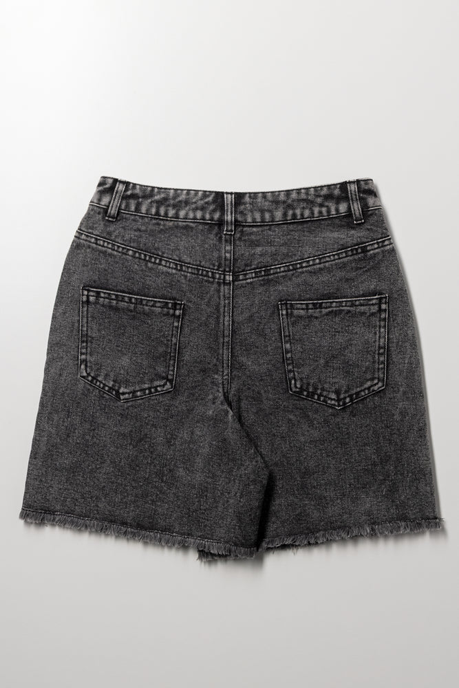 Raw Hem Shorts Charcoal (2)