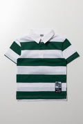 Stripe Short Sleeve Rugby Golfer White And Green