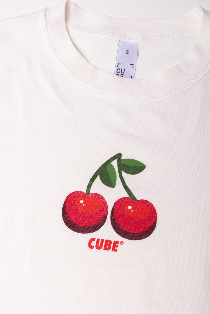 Cherry Print Cropped Top White (1)