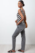 High Rise Slim Leg Denim Jeans Grey (2)