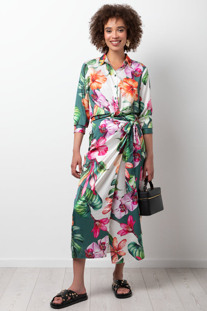 Floral Satin Wrap Skirt Multi