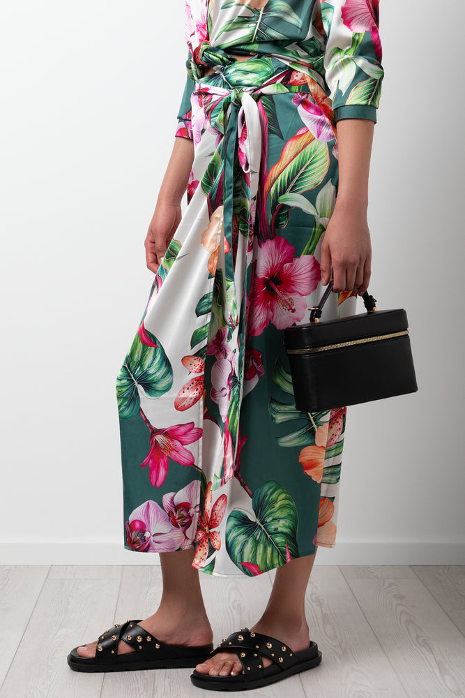 Floral Satin Wrap Skirt Multi