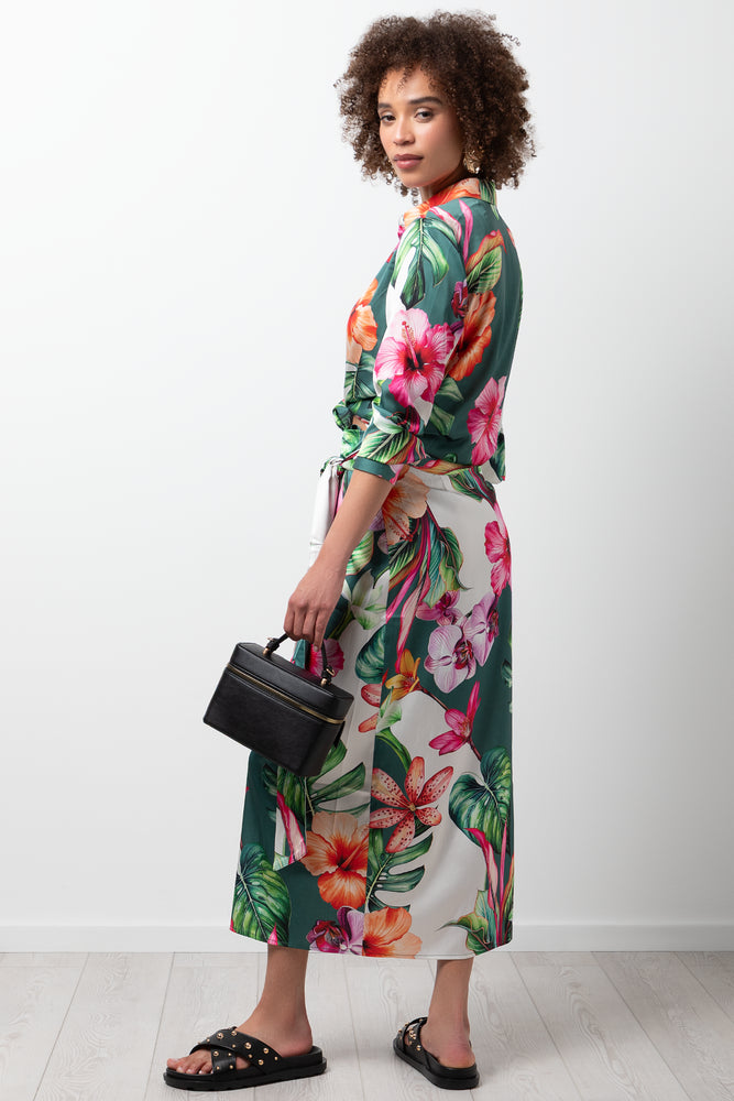 Floral Satin Wrap Skirt Multi (2)