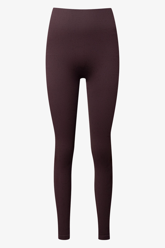Seamless Rib Leggings Brown