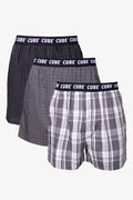 3 Pack Boxers Grey, Check & Charcoal