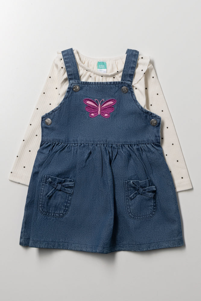 Denim Pinafore Set Blue