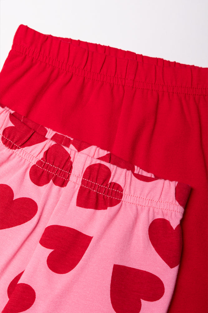 2 Pack Heart Cropped Leggings Red (1)