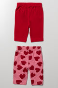 2 Pack Heart Cropped Leggings Red (2)