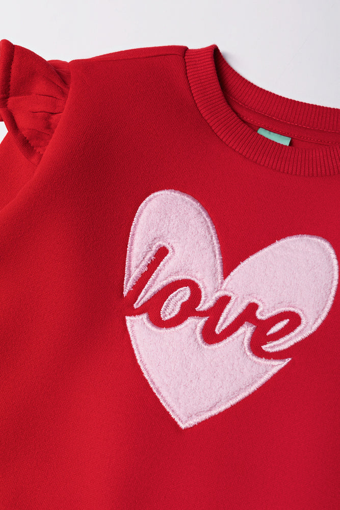 Love Crew Neck Tracksuit Red