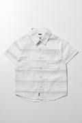 Short Sleeve Linen Blend Shirt White