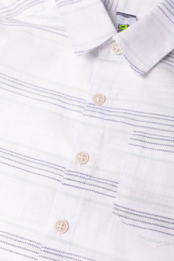 Short Sleeve Linen Blend Shirt White