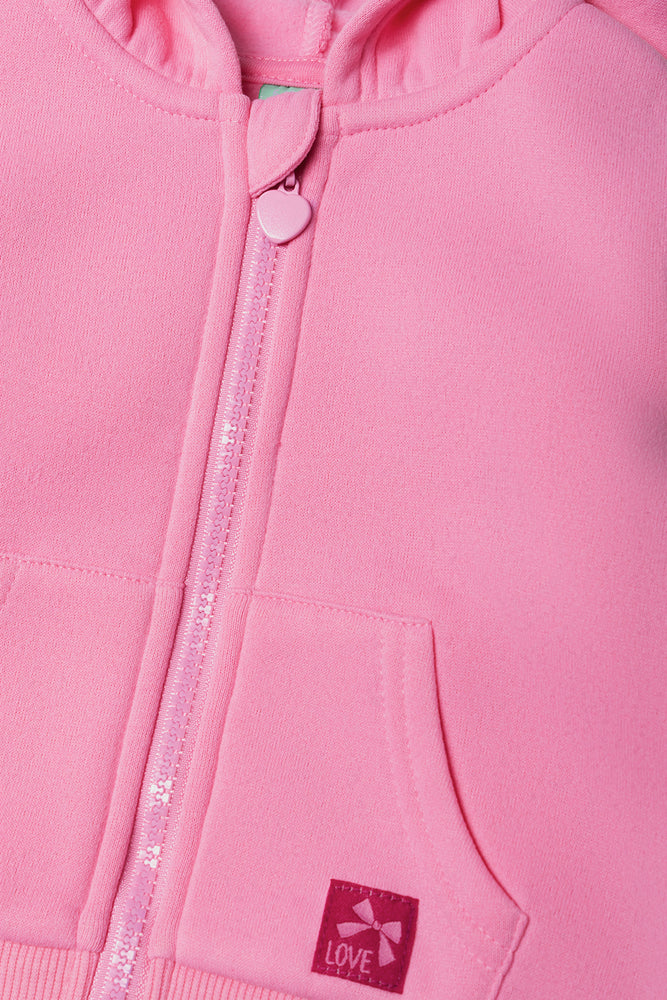 Zip Through Hooded Tracktop Pink (1)
