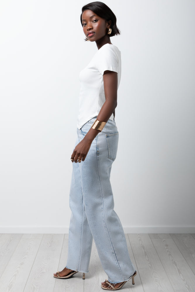 Short Sleeve Asymmetrical Top White (1)