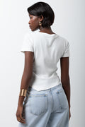 Short Sleeve Asymmetrical Top White (2)