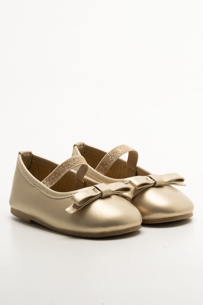 Bow Ballet Pumps Gold