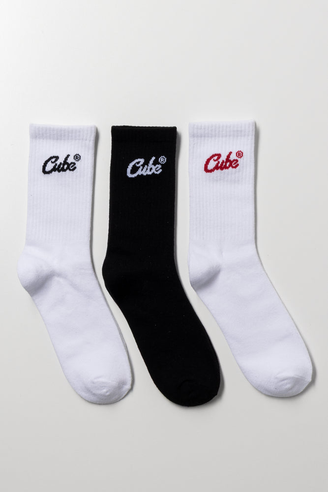 3 Pack Socks Black And White