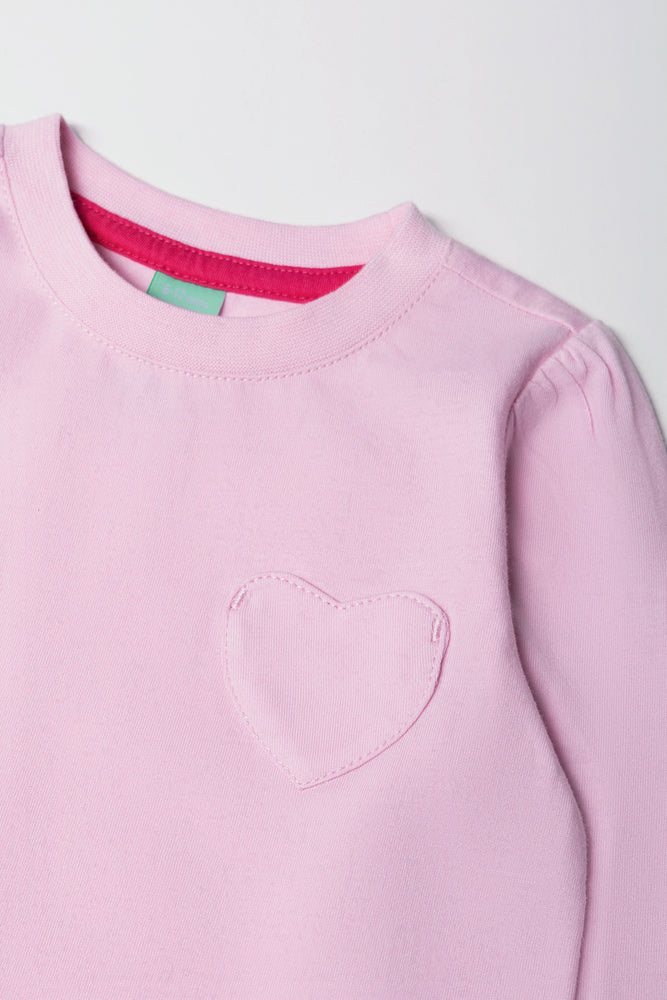 Long Sleeve Heart Pocket T-Shirt Light Pink (1)