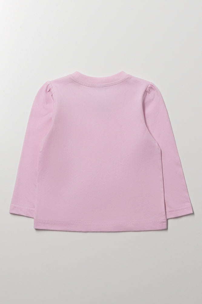 Long Sleeve Heart Pocket T-Shirt Light Pink (2)