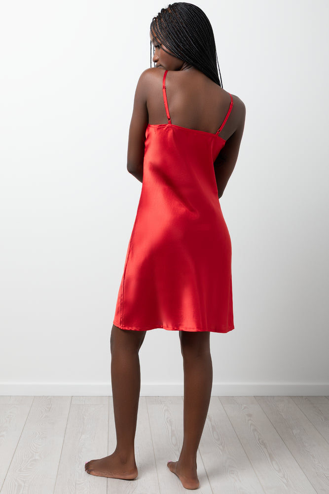 Bow Detail Chemise Red (2)