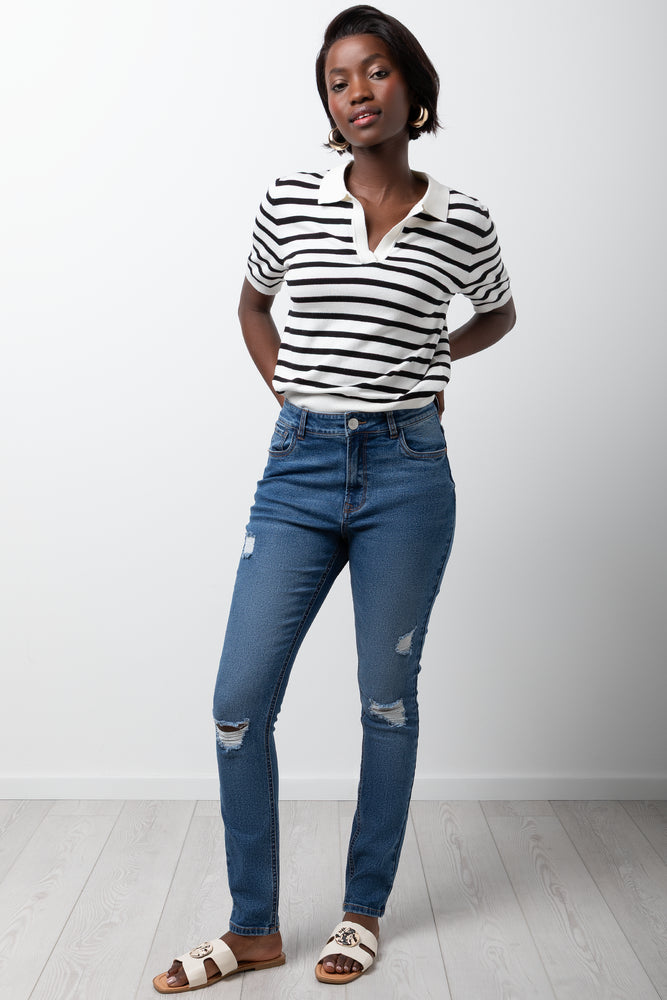 Distressed Skinny Denim Jeans Blue