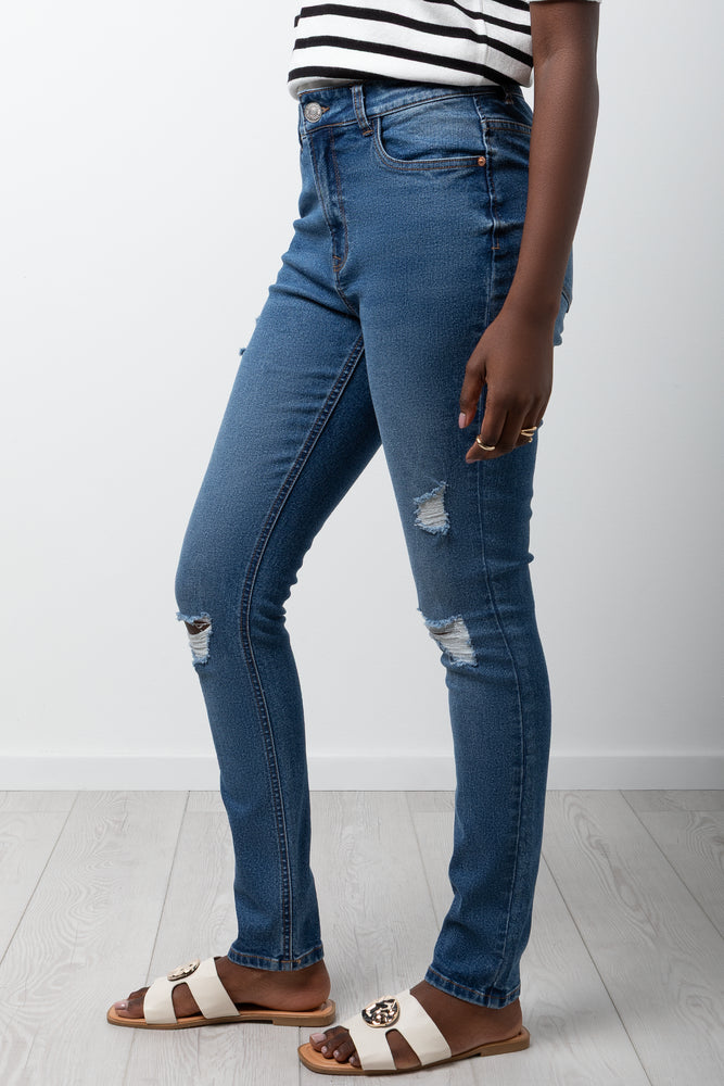Distressed Skinny Denim Jeans Blue