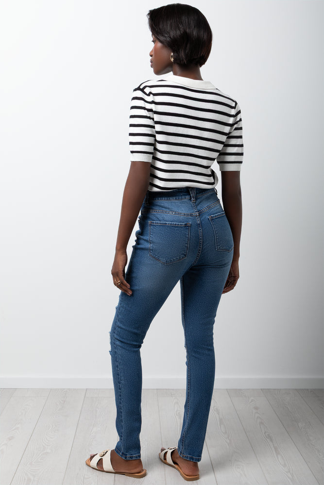 Distressed Skinny Denim Jeans Blue (2)