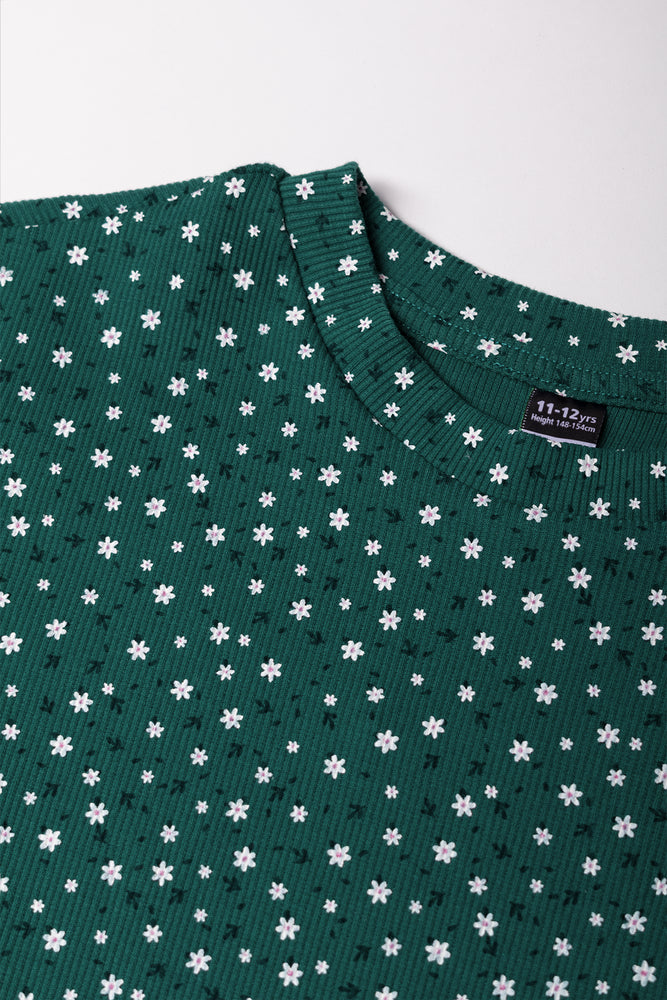Rib Skater Dress Green (1)
