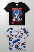 Sonic 2 Pack Short Sleeve T-Shirts Black And White