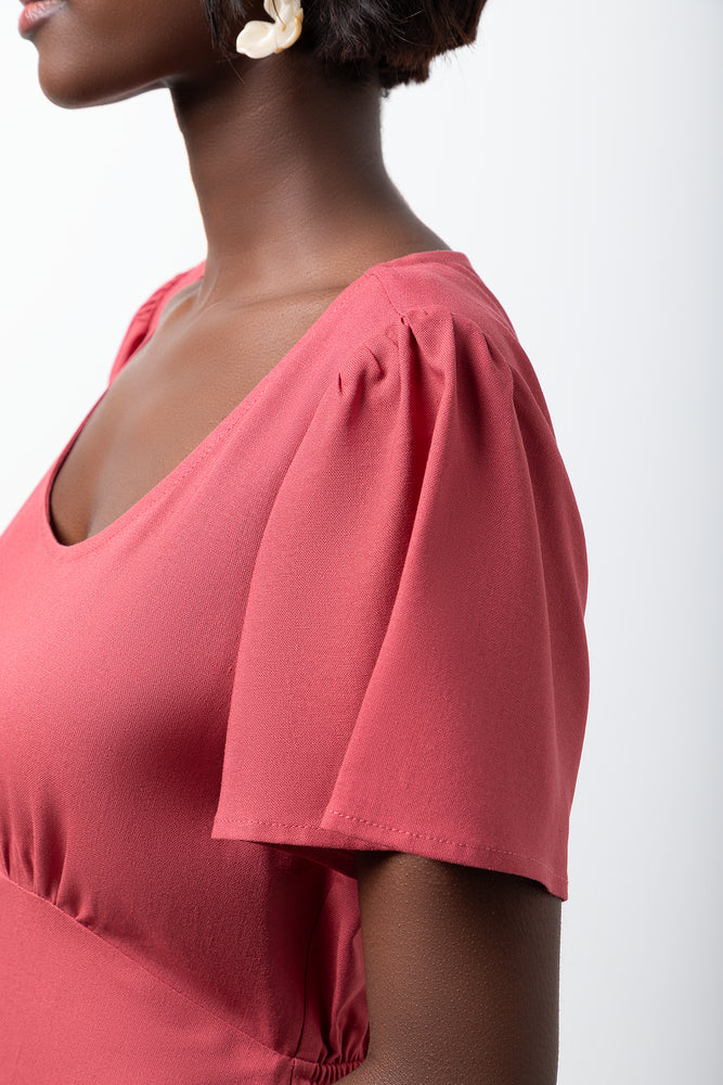 Linen Blend A-Line Dress Rose Pink (3)