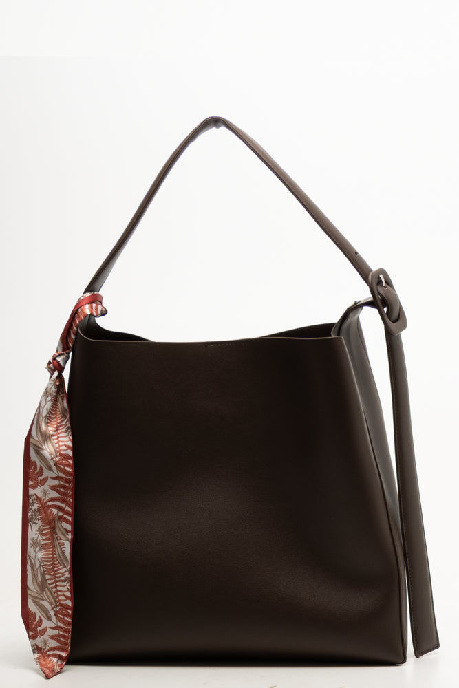 Belt Strap Tote Bag Brown