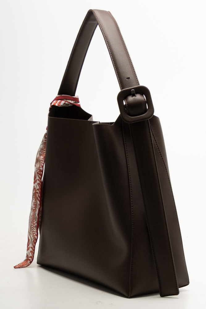 Belt Strap Tote Bag Brown