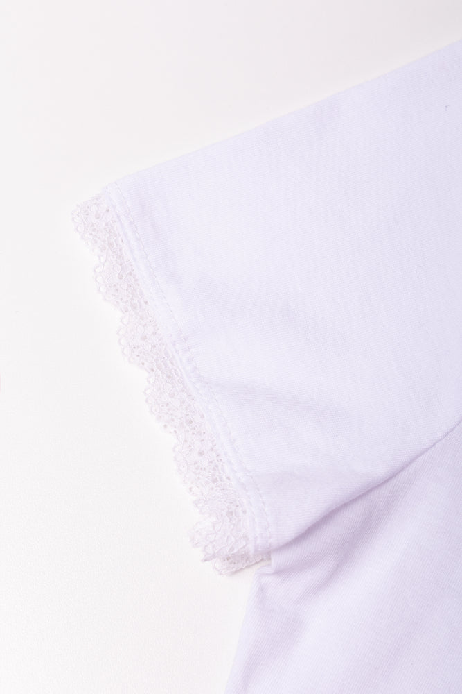 Lace Trim Fitted T-Shirt White (2)