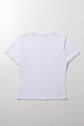 Lace Trim Fitted T-Shirt White (3)