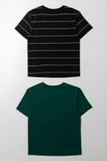 2 Pack Stripe T-Shirts Green And Black (2)