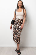 Satin Skirt Animal Print