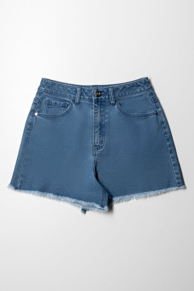 Denim Shorts Mid Wash Blue