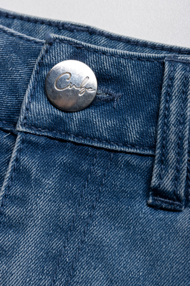 Denim Shorts Mid Wash Blue