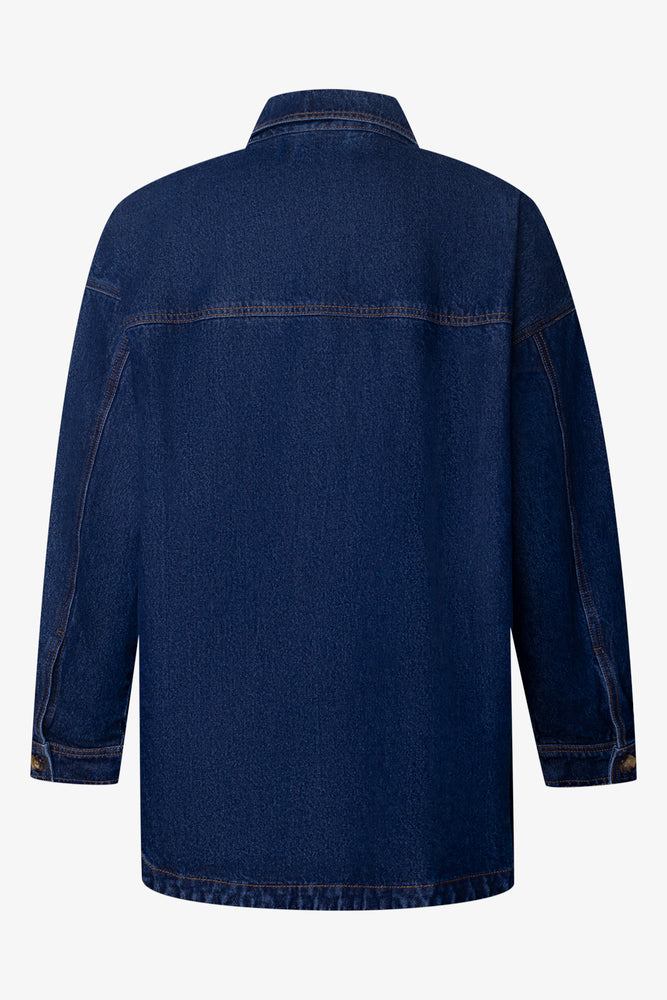 Denim Shacket Dark Blue