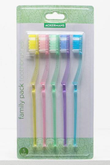 5 Pack Toothbrushes Multicolour