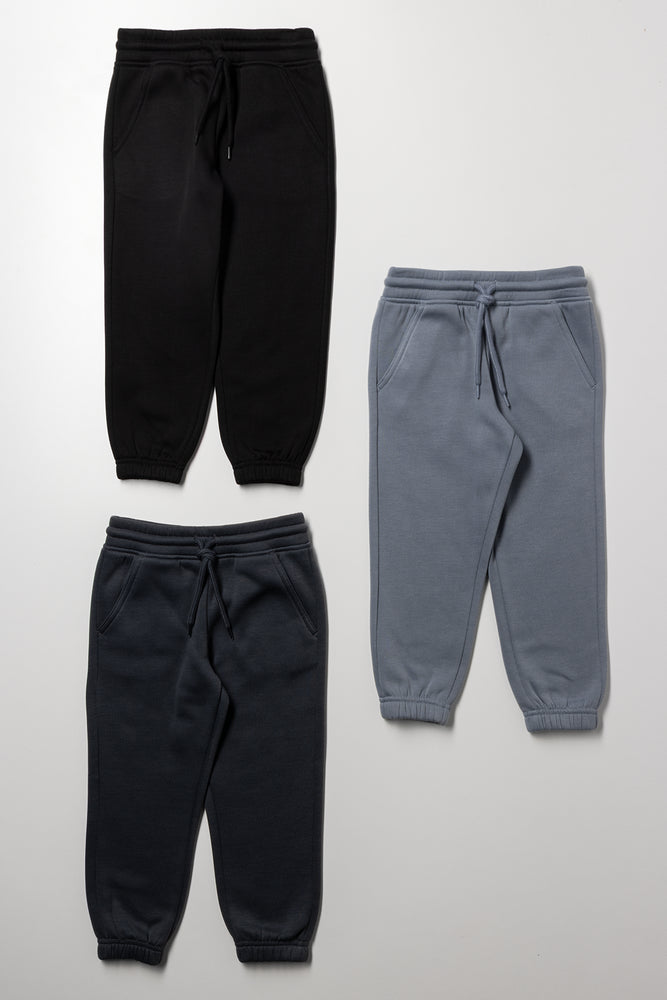 3 Pack Trackpants Black, Grey And Charcoal