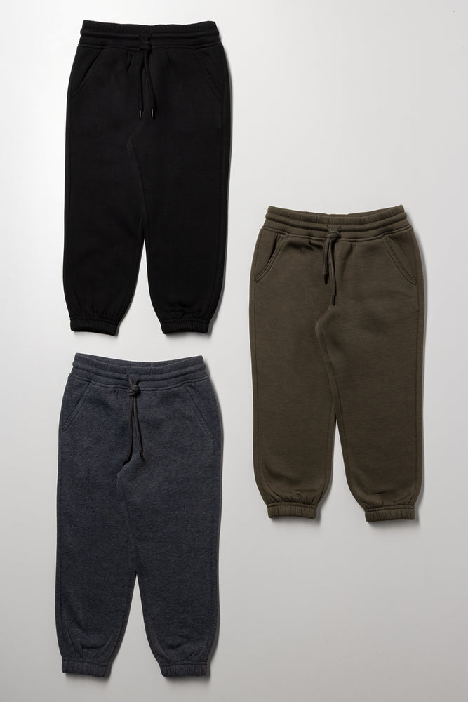 3 Pack Trackpants Black, Charcoal, Khaki