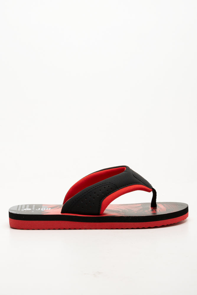 Palm Tree Padded Flip Flops Red And Black (1)